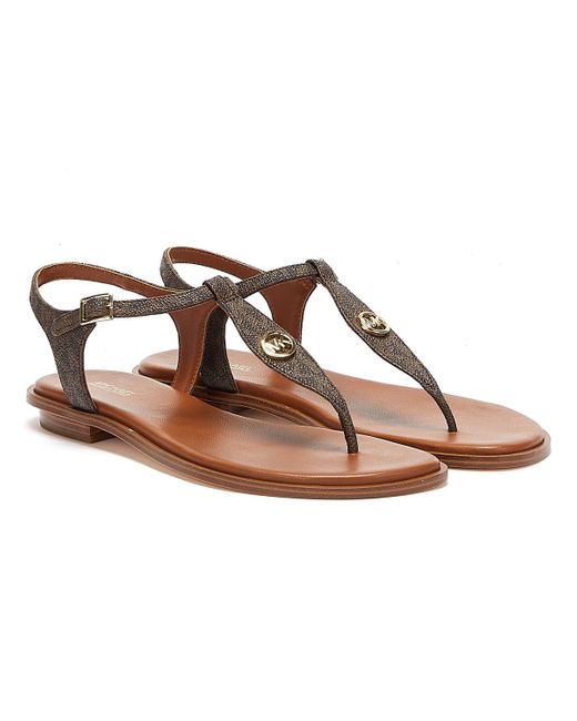 Michael Kors Leather Mallory Thong Sandals in Brown - Lyst