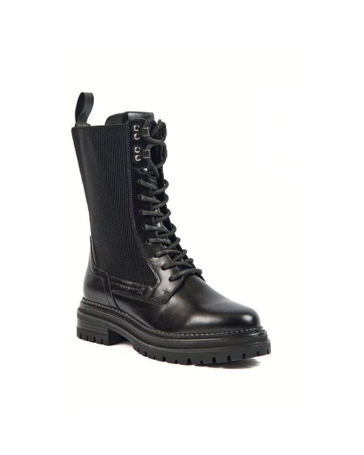 Pod Black Polly Leather/Textile Boots