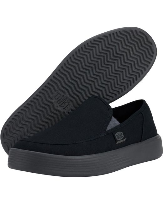 HeyDude Blue Sunapee Canvas 100% Cotton /Charcoal Loafers for men