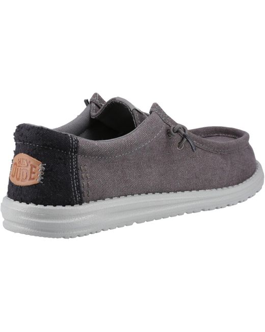 HeyDude Gray Wally Workwear Synthetic Blend Granite/ Moccasins Shoes for men