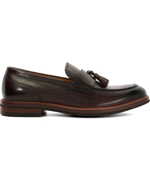 Dune Brown Shaw Leather Loafers for men
