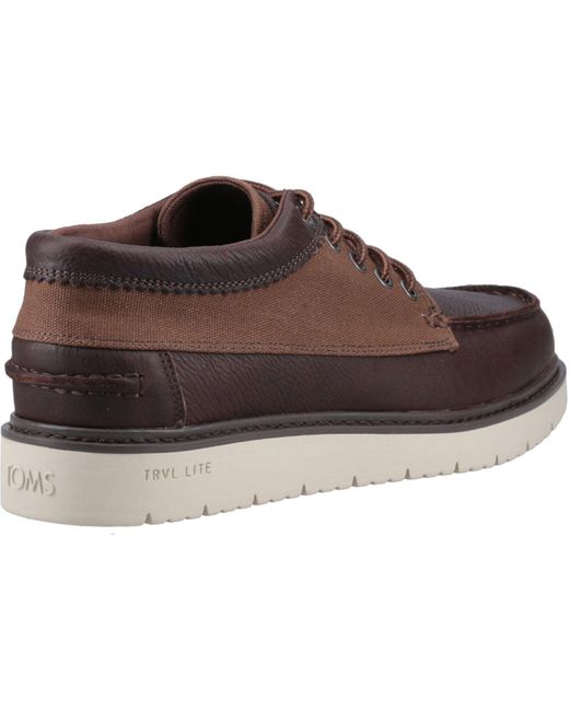 TOMS Brown Trvl Lite Forrest Leather Lace-Up Shoes for men
