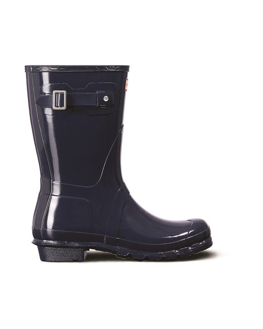Hunter Blue Gloss Original Short Wellington Boots