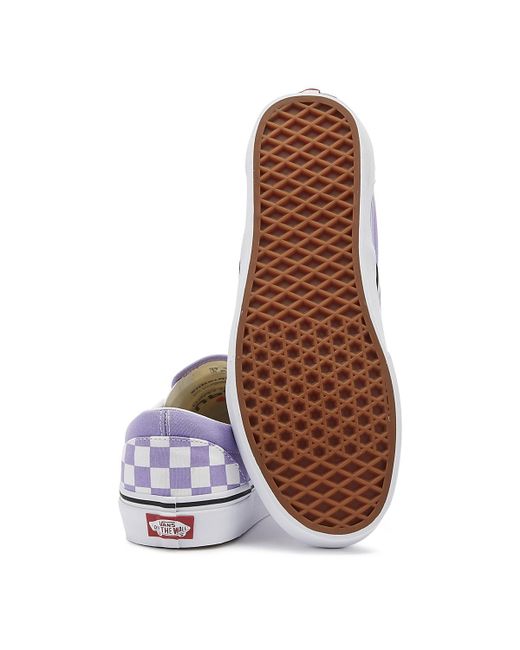 Vans Classic Slip on Womens Violet Tulip Checkerboard Trainers in