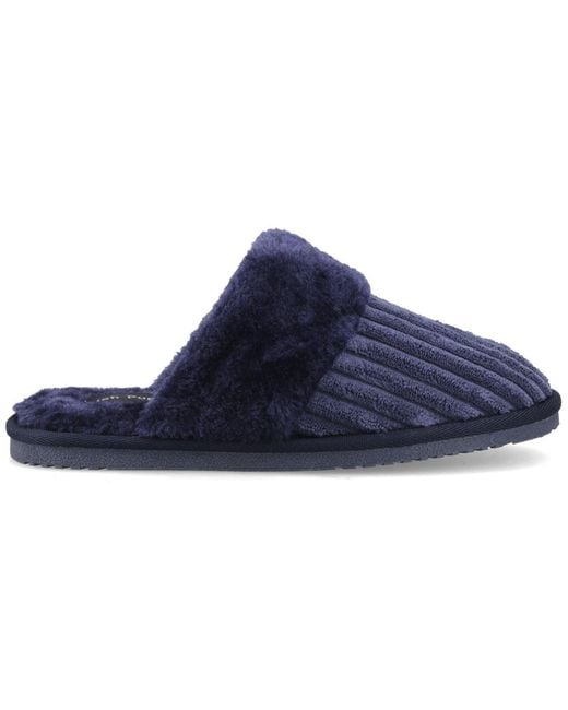 Hush Puppies Blue Arianna Cord Polyester Slippers