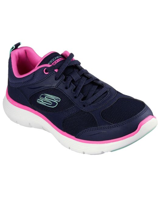 Flex Appeal 5.0 Fresh Touch Sneakers Da Donna In Pelle Blu Scuro/Rosso Acceso - EUR 36 di Skechers in Blue