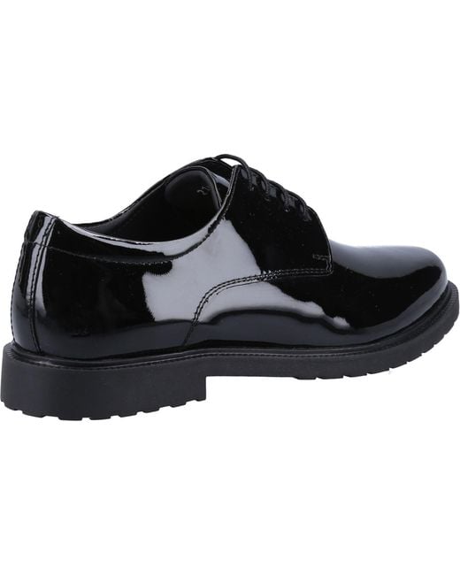 Hush Puppies Black Verity Slip On Leather Patent Brogues Shoes
