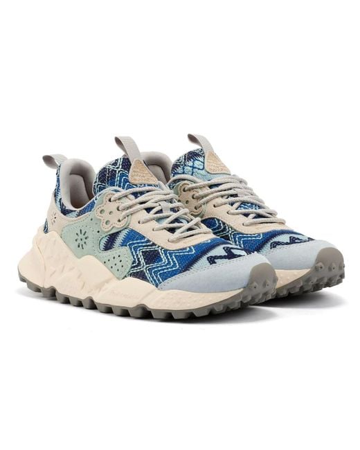 Flower Mountain Blue Kotetsu Knit Aztec Trainers