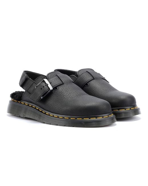 Dr. Martens Black Jorge Ii Fur Lined Leather Sandals