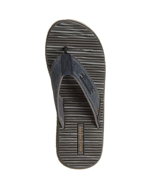 Skechers Gray Quill Textile Flip Flops for men