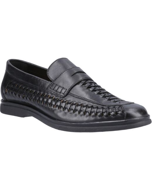 Hush Puppies Black Bowie Leather Loafers for men