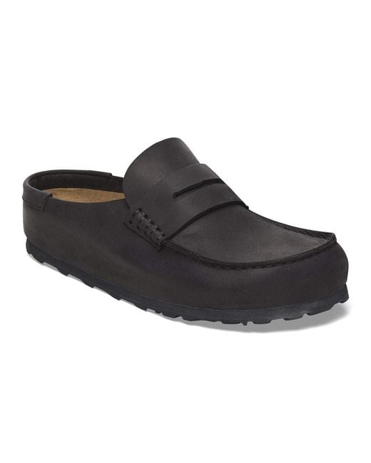 Birkenstock Black Naples Leather Regular Clogs
