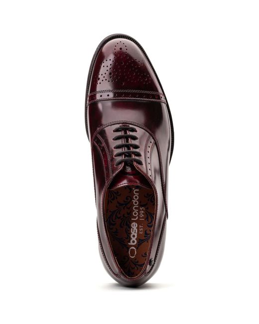 Base London Brown Franklin Leather Bordo Oxford Shoes for men