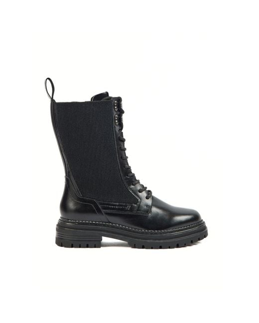 Pod Black Polly Leather/Textile Boots