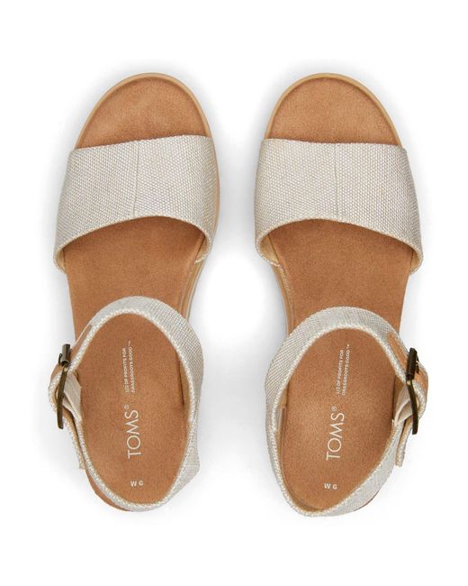 TOMS Metallic Diana Canvas Platforms Wedge Sandals