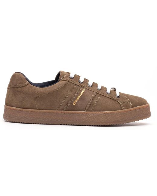 Base London Brown Hopper Leather Moss Trainers for men