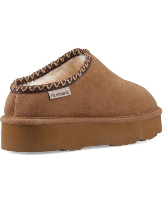 BEARPAW Brown Martis Suede Hickory Slippers