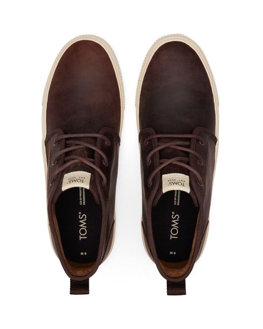TOMS Brown Carlo Mid Terrain Leather Clover Sneakers for men