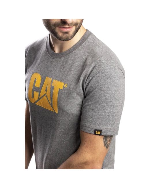 Caterpillar Gray Trademark Logo Cotton T-Shirt for men