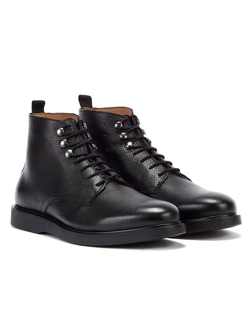 Hudson Black Battle Lace Leather Men's Boots for men