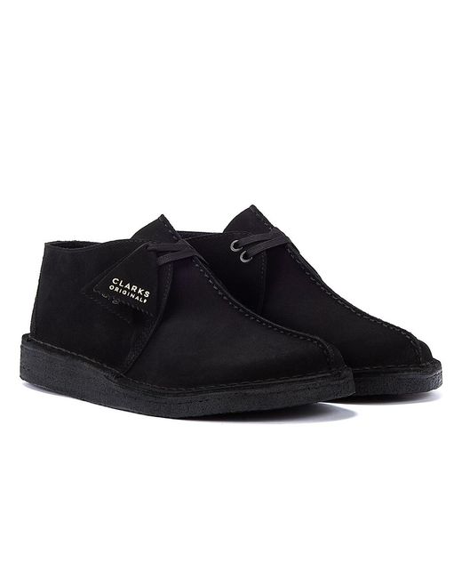 Clarks Black Originals Desert Trek Suede Shoes for men