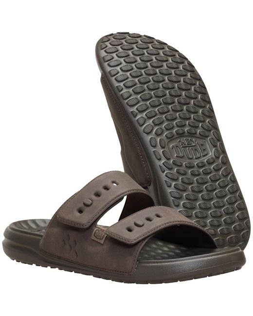 HeyDude Brown Wave 2 Strap Polyurethane Major Sandals for men