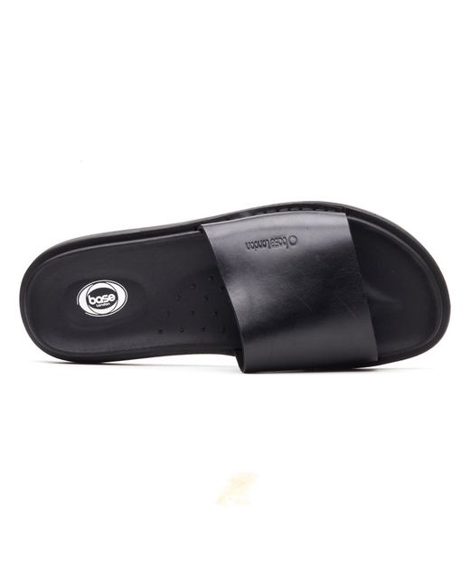Base London Gray Albany Leather Slides for men