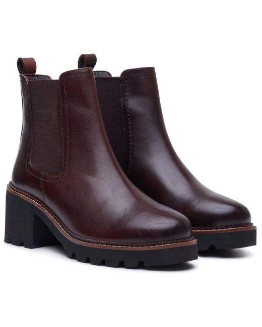 Hush Puppies Brown Gaia Leather Chocolate Heeled Chelsea Boots