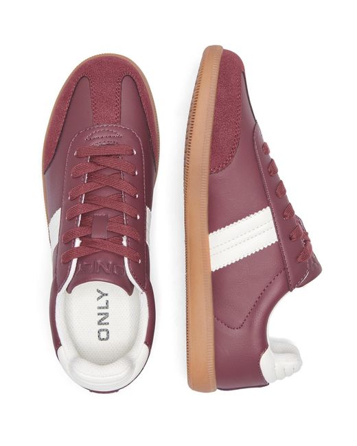 ONLY Purple Amber Polyester Burgundy/Cream Trainers