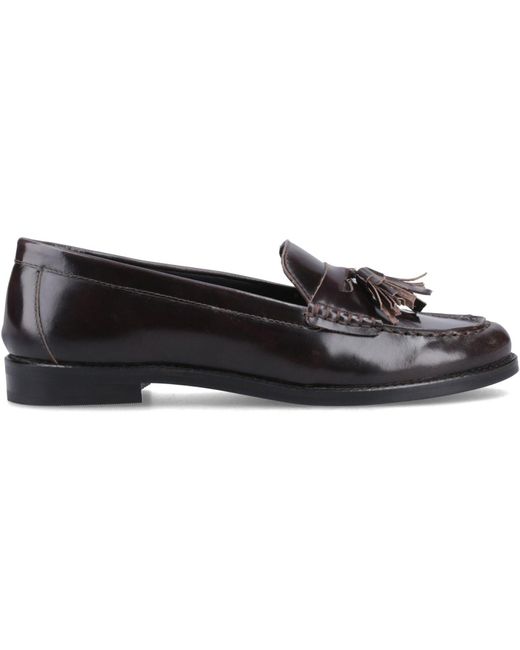 Hush Puppies Black Connie Leather Aubergine Loafers