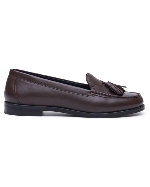 Hush Puppies Blue Connie Leather Chocolate Loafers