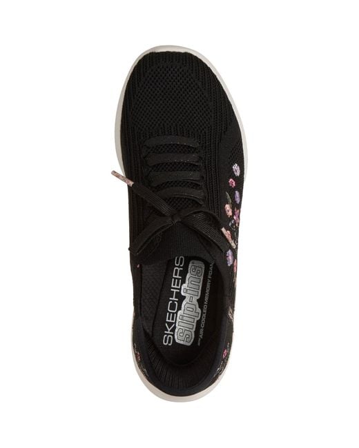 Skechers Black Ultra Flex 4.0 Sweet Petals Textile Knit/Multi Trim Trainers