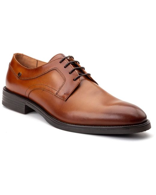 Base London Brown Sleeve Leather Lace-Up Shoes for men