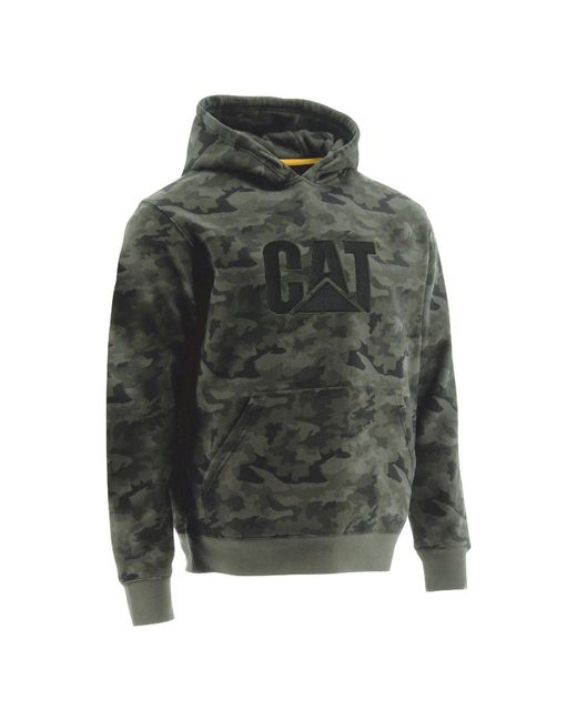 Caterpillar Green Trademark Cotton Hooded Sweatshirt for men