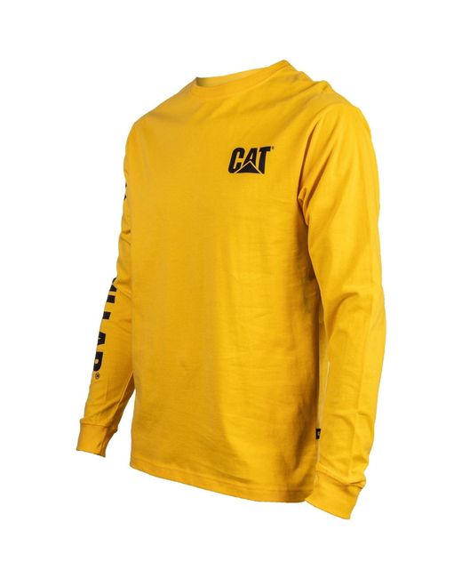 Caterpillar Metallic Trademark Banner Long Sleeve Cotton T-Shirt for men