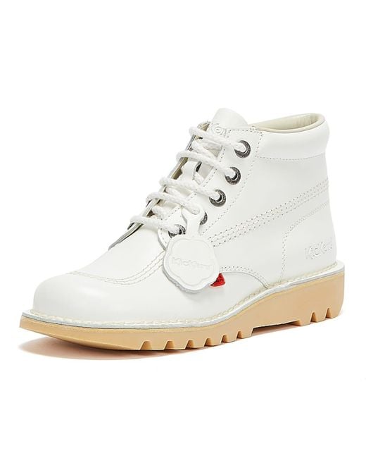 Kickers Kick Hi White Leather Boots