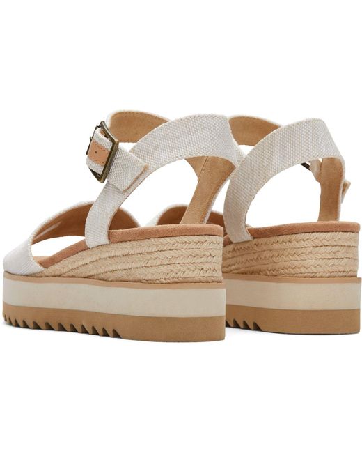 TOMS Metallic Diana Canvas Platforms Wedge Sandals