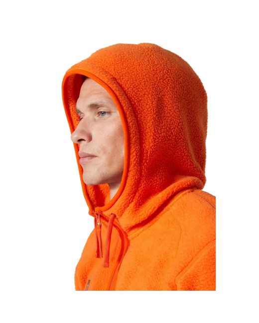 Helly Hansen Orange Heritage Pile Hoodie Fleece Jacket for men