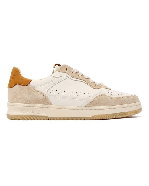 CLAE White Haywood Fog Leather Safari Trainers for men