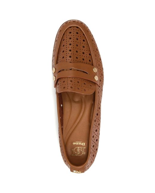 Dune Brown Glimmered Leather Loafers