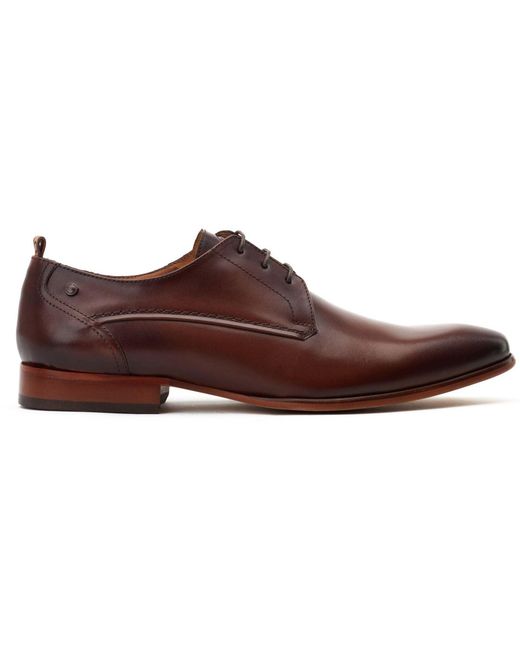 Base London Brown Gambino Excel Leather Burnt Lace-Up Shoes for men