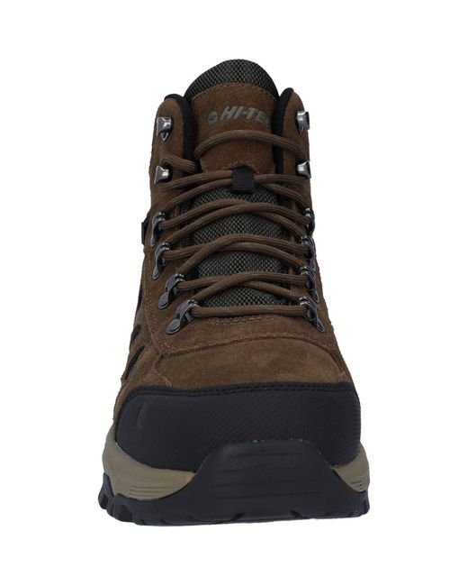 Hi-tec Black Bandera Expedition Mid Wide Leather Smokey/Khaki Hiking Boots for men