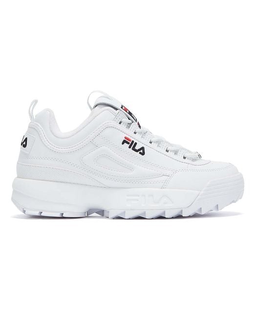 Fila Disruptor Ii Premium White Leather Trainers Rubber