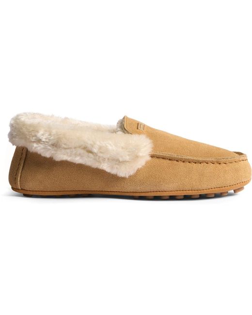 Hunter Natural Moccasin Slipper Sherpa Suede Biscuit Slippers