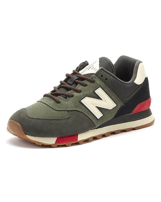 New Balance 574 Mens Green / Red Trainers for Men | Lyst UK