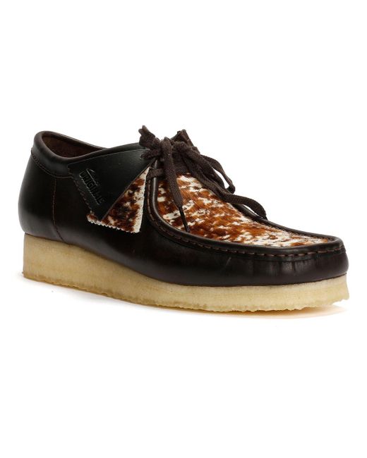 Clarks Wallabee Cow Print Schnürschuhe Aus Leder in Black für Herren