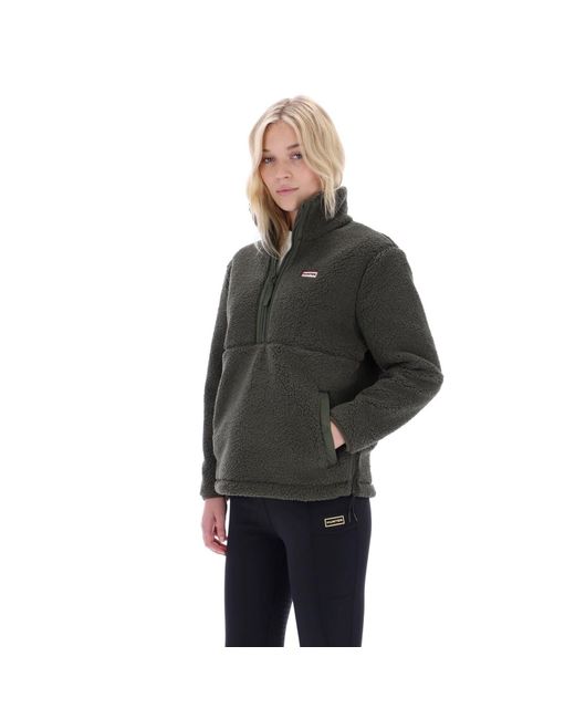Hunter Black Tiorga 1/4 Zip Borg Fleece Polyester Zip Neck Pullovers