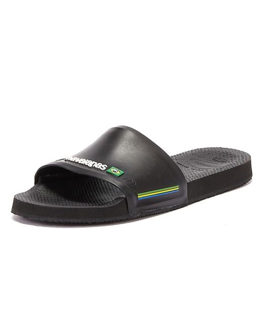 Havaianas Brasil Mens Black Slides for Men - Lyst