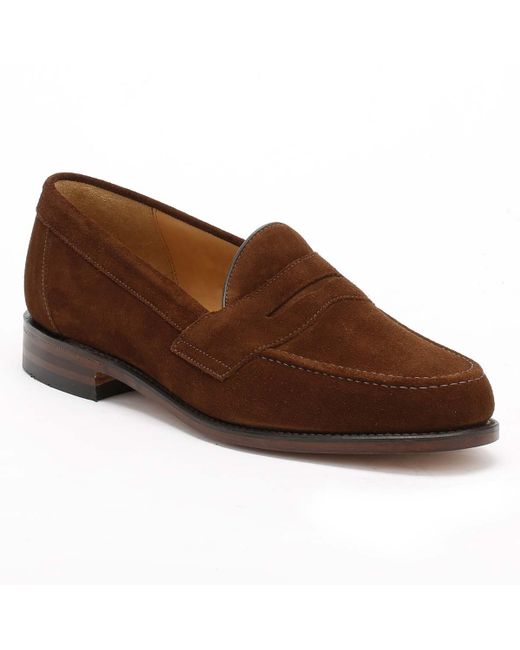 Loake Brown Eton Mens Tobacco Suede Loafers for men