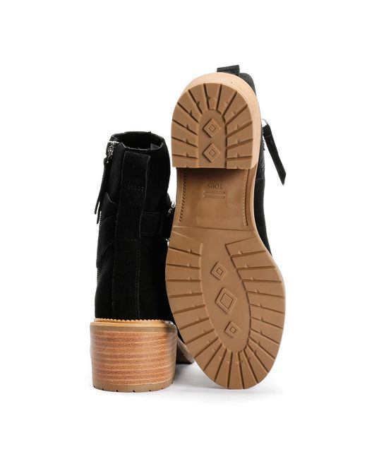 TOMS Black Hailey Buckle Suede Boots